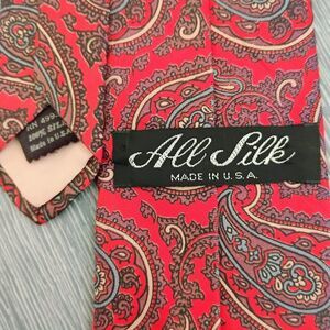 Vintage All Silk Red Paisley Necktie, USA